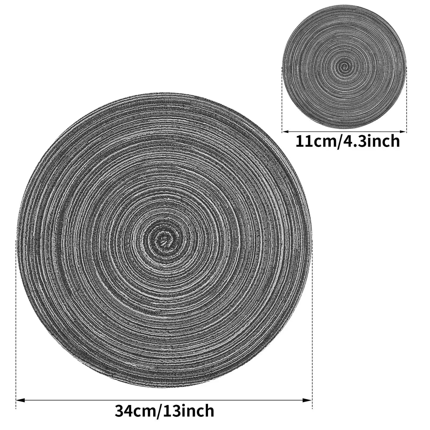 Set of 6 Round Braided Placemats and Coasters