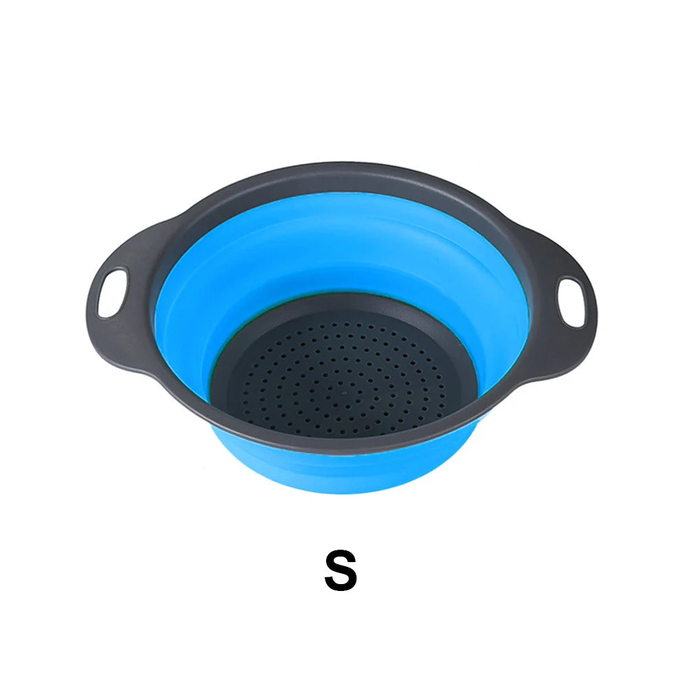 Silicone world Foldable Stretch Drain Basket Fruit Vegetable Washing Basket Strainer Colander Stacked Drainer Kitchen Tools