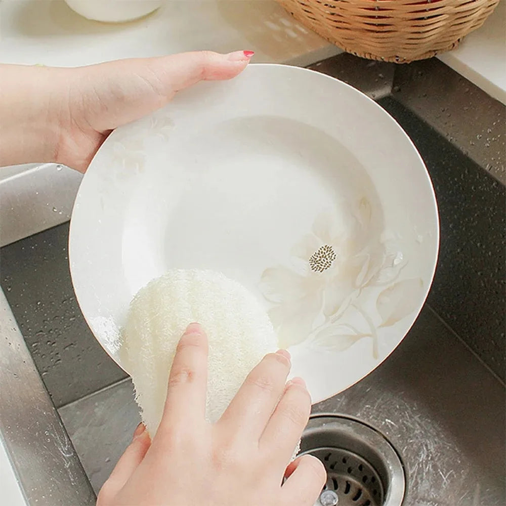 5Pcs Natural Luffa Dish Washing Cloth Sponge Loofah Scrub Pad Dish Pot Easy To Clean Scrubber Sponge Kitchen Clean Brushes Pad