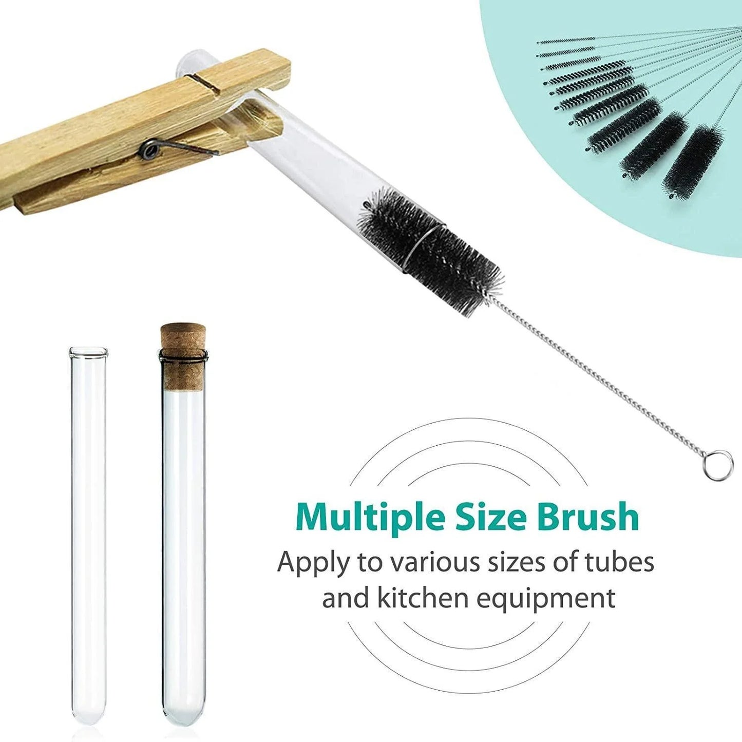 10Pcs/Set Multifunctional Portable Stainless Steel Bottle Brushes