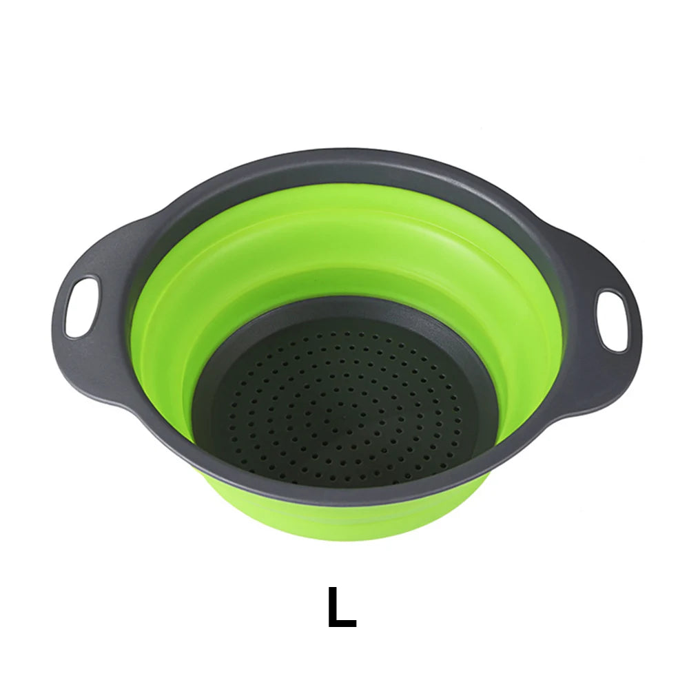 Silicone world Foldable Stretch Drain Basket Fruit Vegetable Washing Basket Strainer Colander Stacked Drainer Kitchen Tools