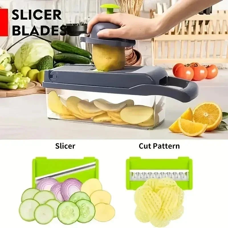 14/16 in 1 Handle Multifunctional Vegetable Chopper Food Grate Food Chopper Vegetable Slicer Dicer Cut Kitchen Items cocina