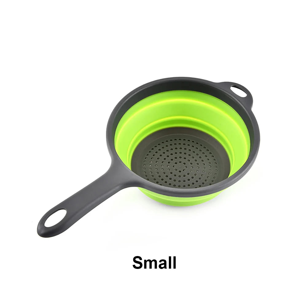 Silicone world Foldable Stretch Drain Basket Fruit Vegetable Washing Basket Strainer Colander Stacked Drainer Kitchen Tools