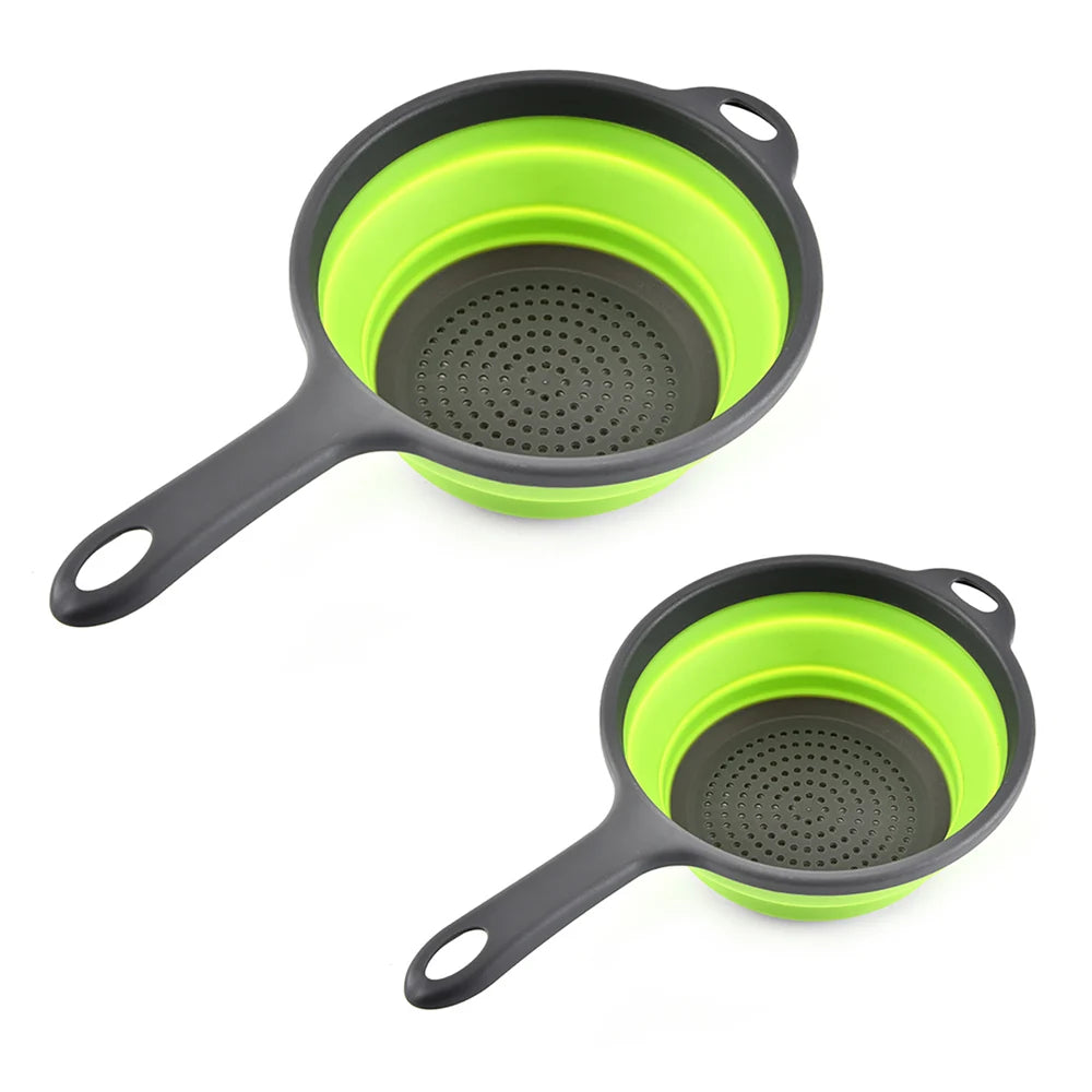 Silicone world Foldable Stretch Drain Basket Fruit Vegetable Washing Basket Strainer Colander Stacked Drainer Kitchen Tools