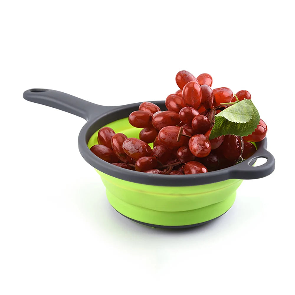 Silicone world Foldable Stretch Drain Basket Fruit Vegetable Washing Basket Strainer Colander Stacked Drainer Kitchen Tools