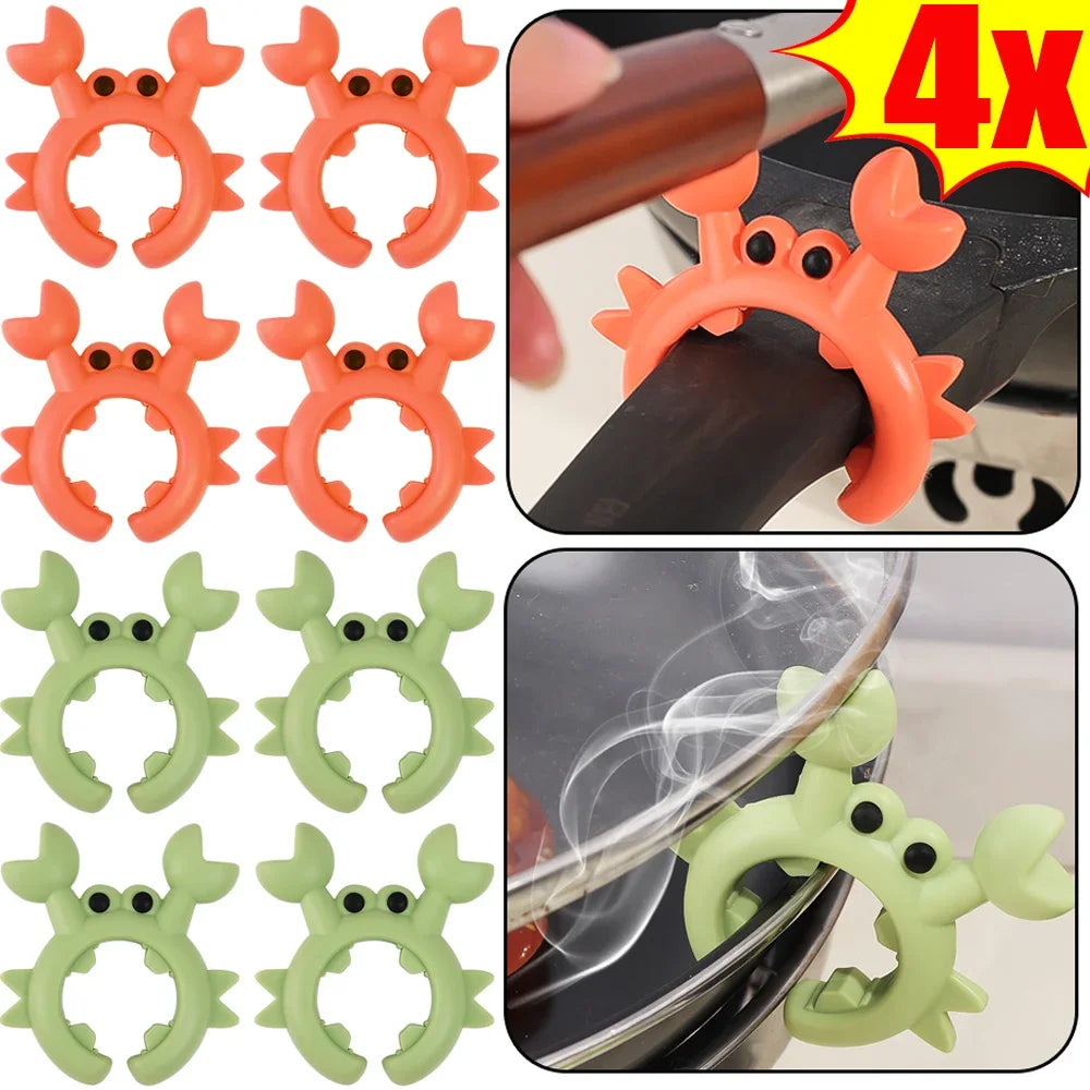 4/1PCS Silicone Spatula Rack Small Crab Anti Scalding Overflow Pot Clip Spoon Holder Clip Universal Shovel Rack Kitchen Gadget