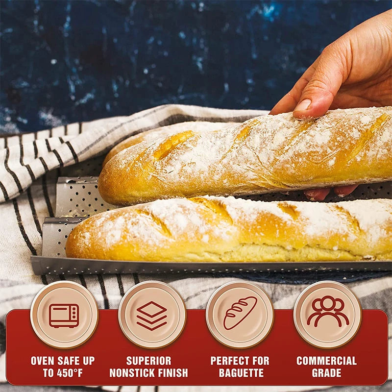 Nonstick Perforated French Bread Baking Pan