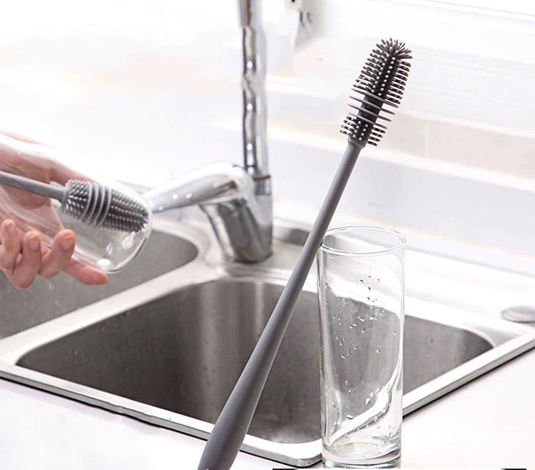 Silicone Cup Brush Milk Bottle Cleaning Brush Long Handle Water Bottles Cleaner Glass Cup Cleaning Brush Kitchen Cleaning Tools