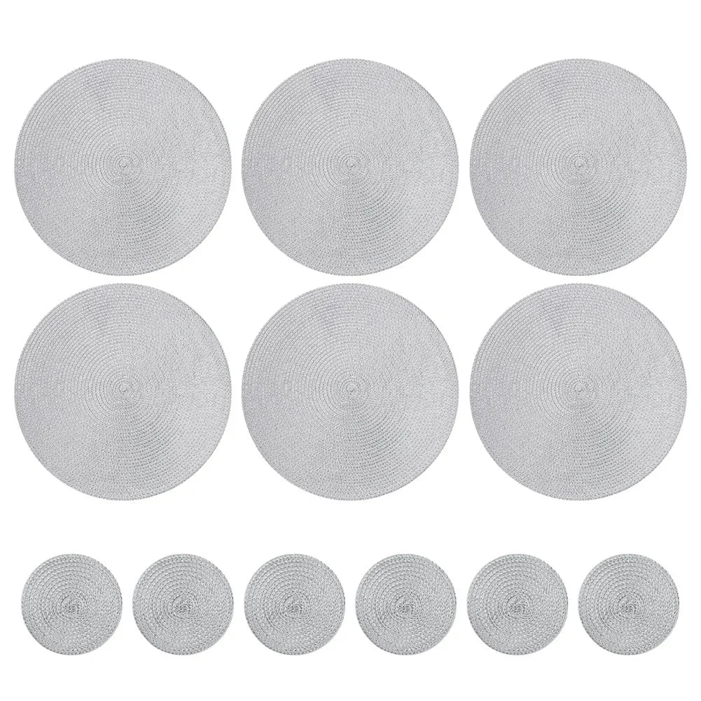 Set of 6 Round Braided Placemats and Coasters
