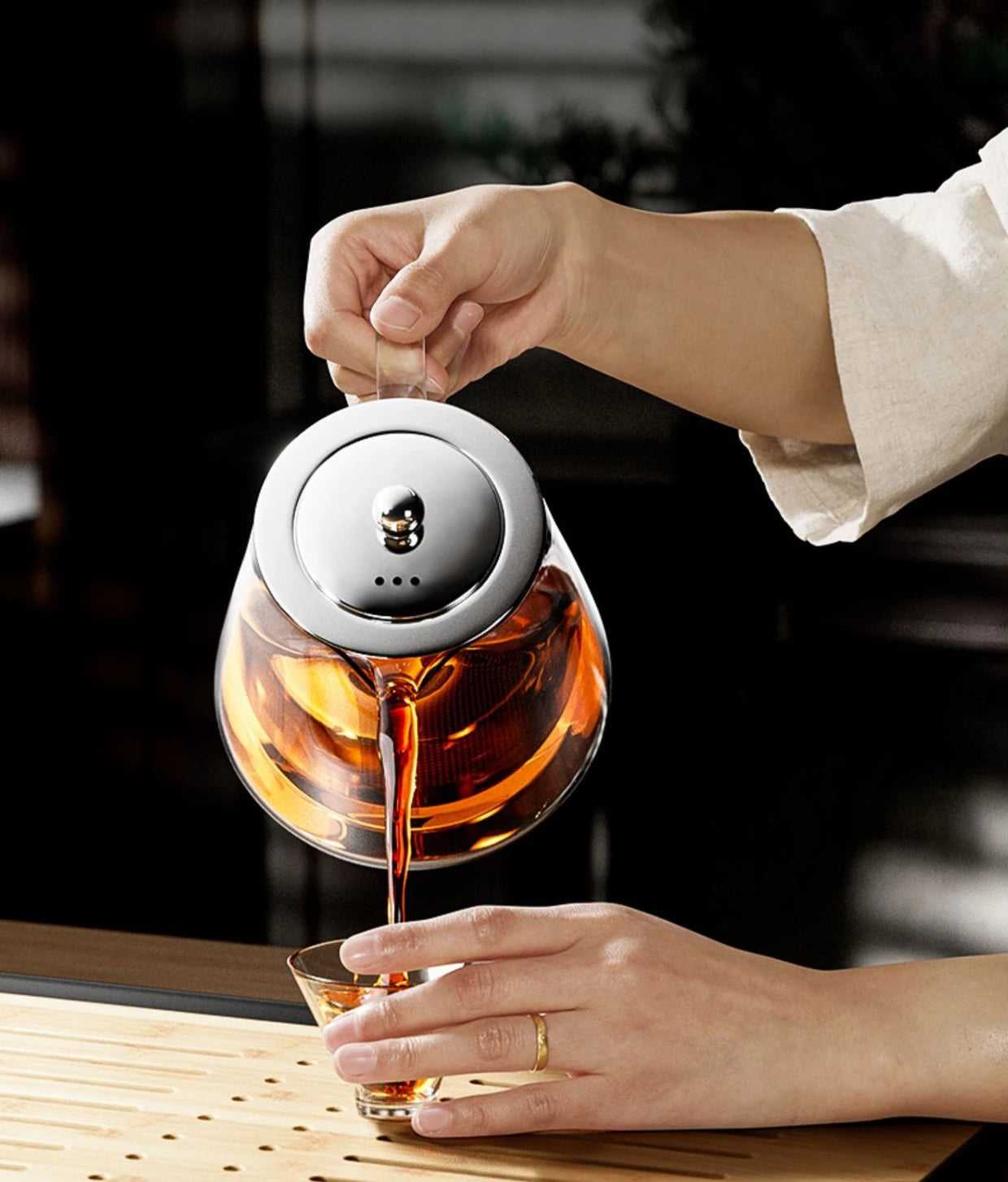 Heat Resistant Glass Teapot with Stainless Steel Tea Strainer Infuser Flower Kettle Kung Fu Teaware Set Puer Oolong Pot