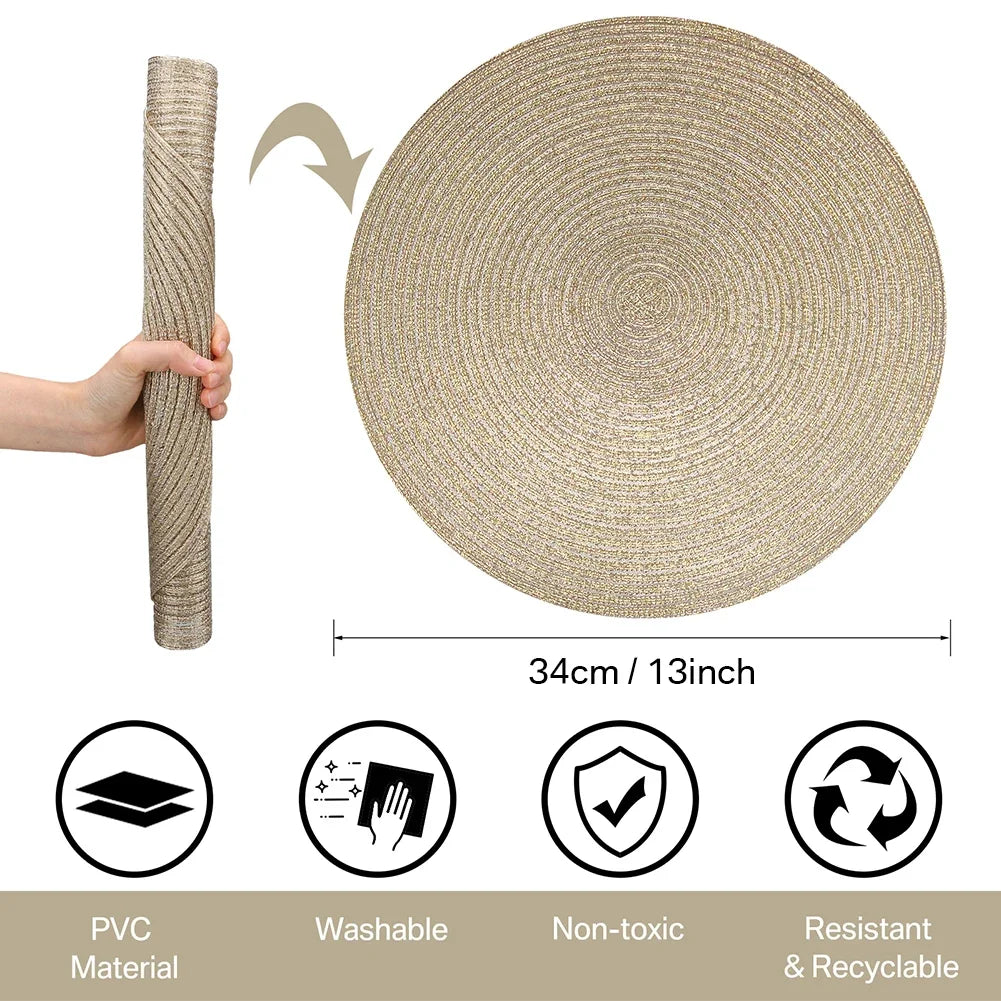 Set of 6 Round Braided Placemats and Coasters