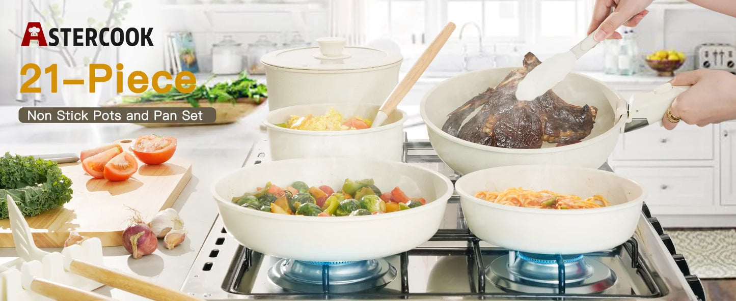 21 Piece Pots and Pans Set Non-Stick