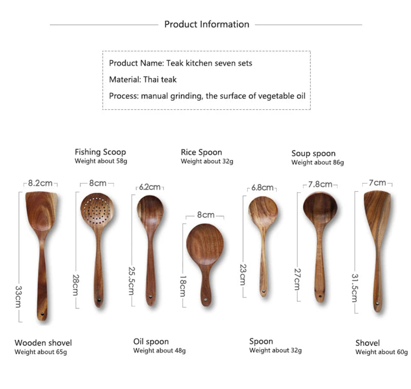 7 pieces/set teak tableware