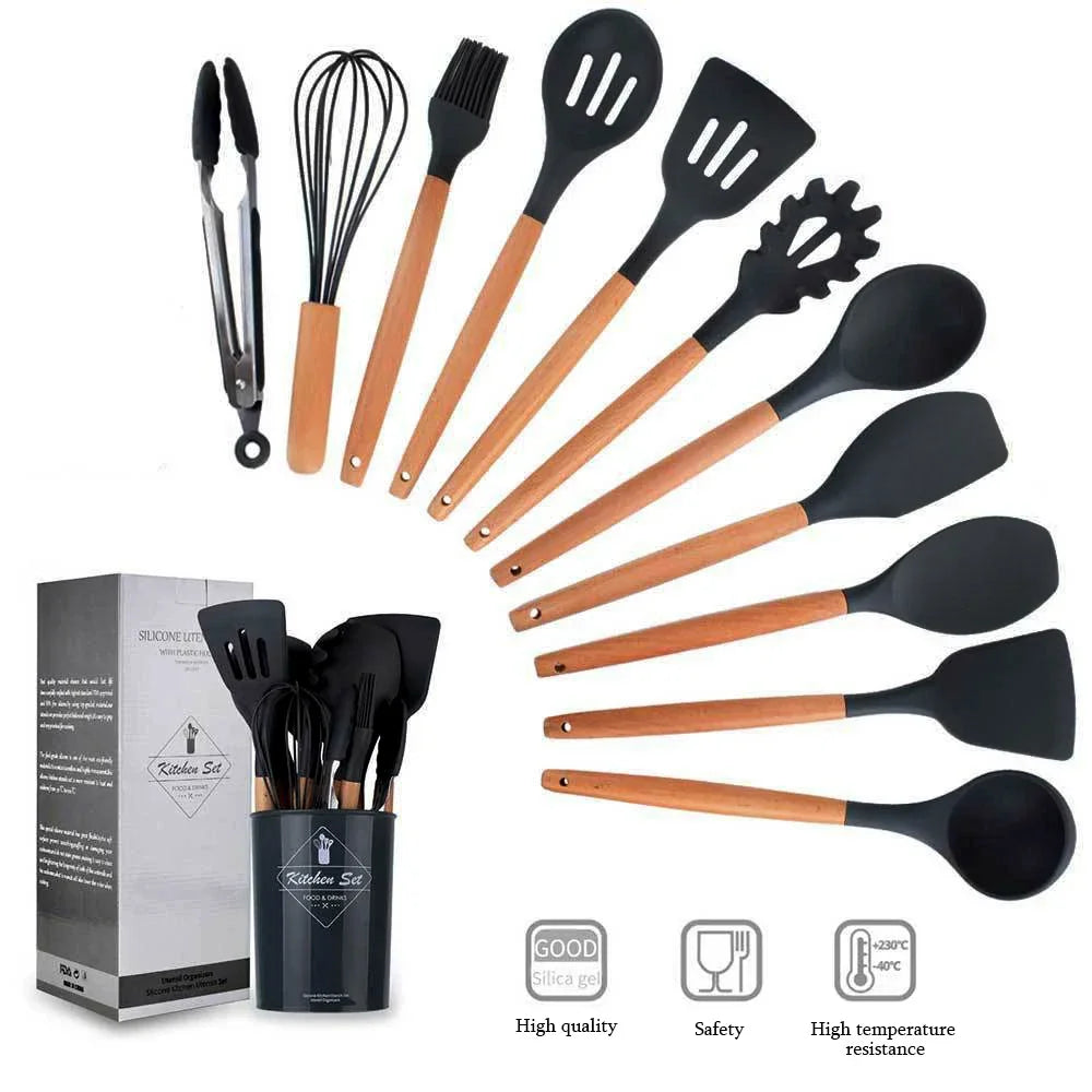 12PCS Silicone Kitchenware with holder