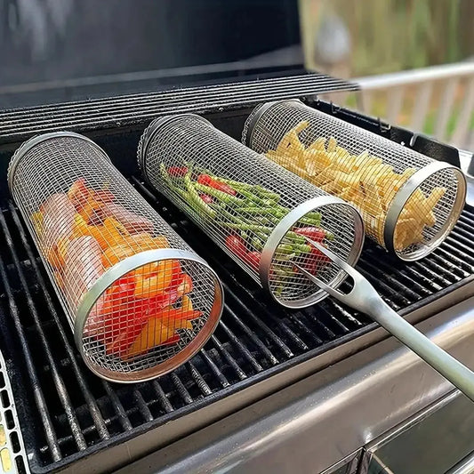 1pc Stainless Steel BBQ Cage Grill