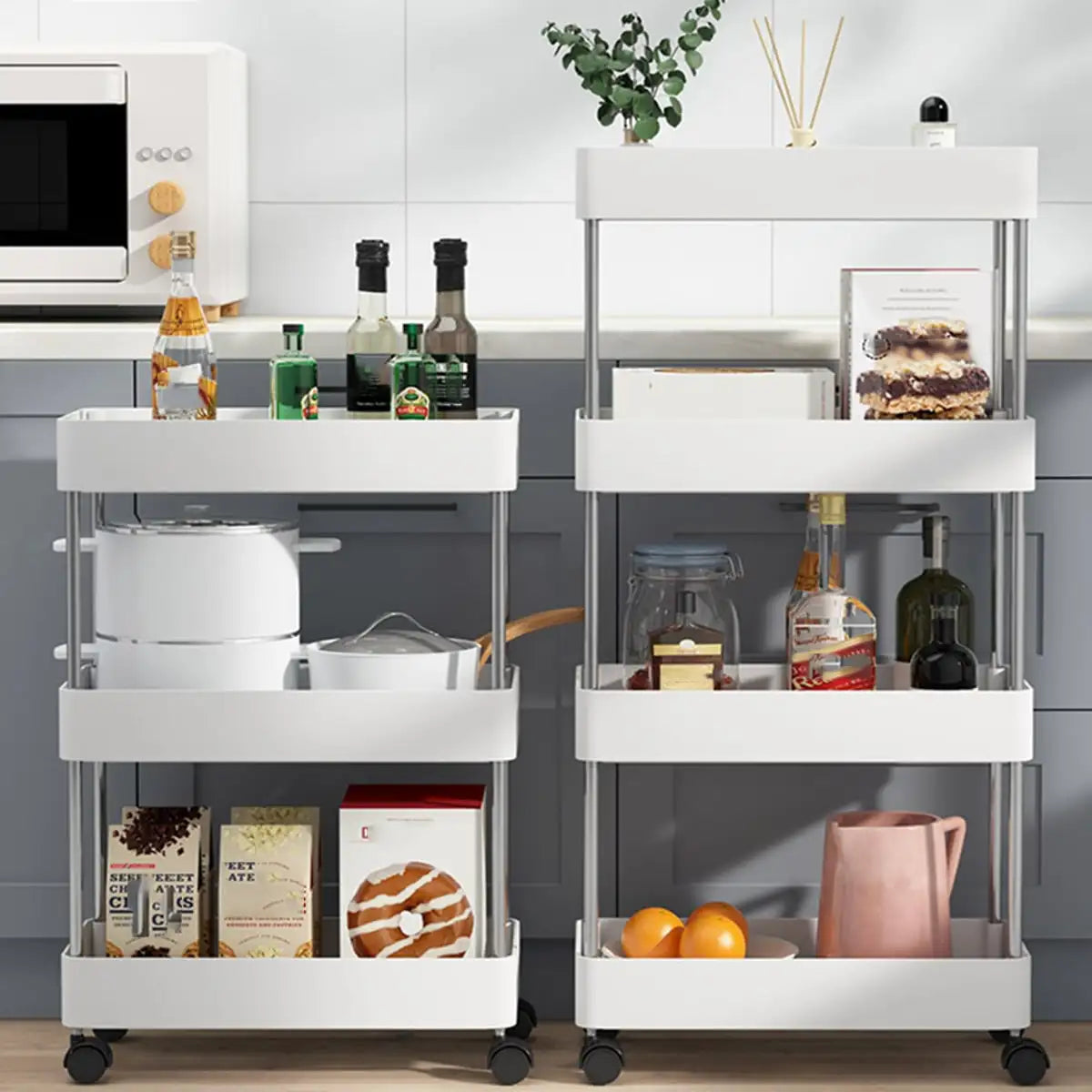 1pcs 3/4 Tier Rolling Utility Cart Storage