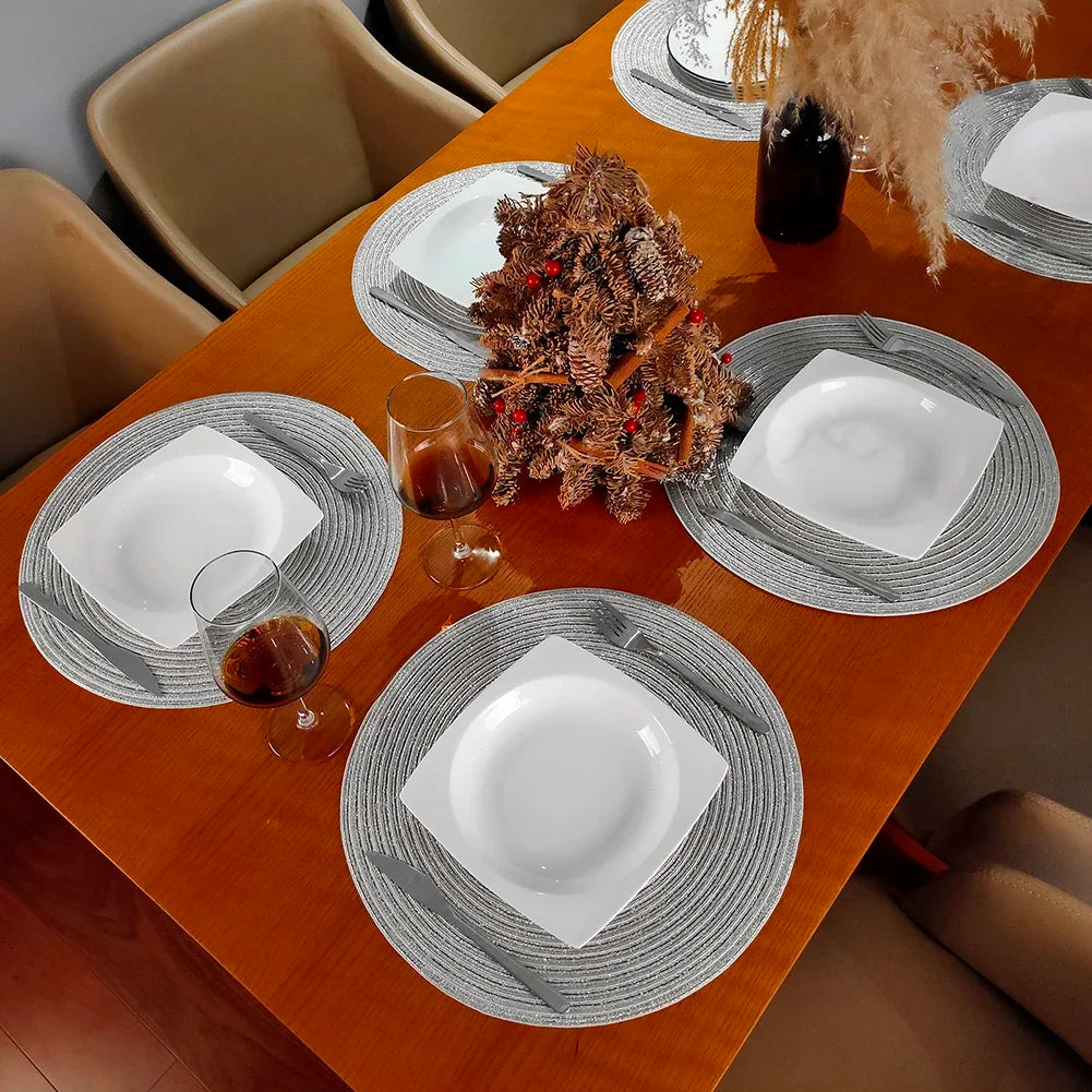 Set of 6 Round Braided Placemats and Coasters