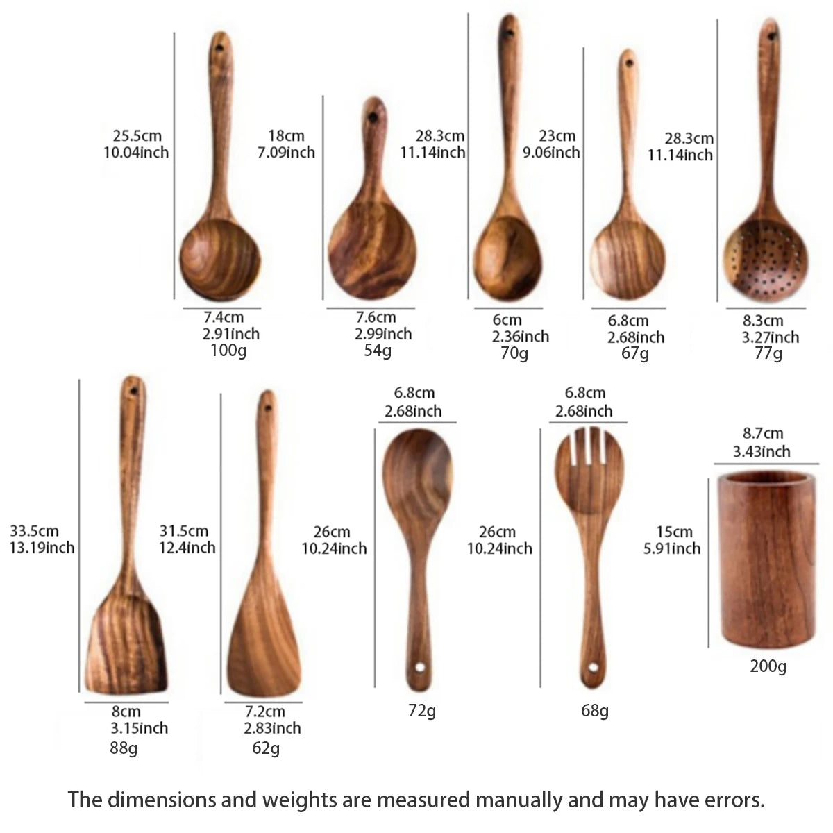 Beautiful Rustic Wood Kitchenware Cooking Set