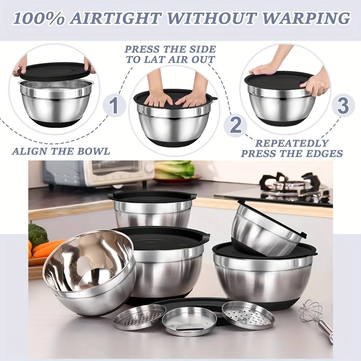 8pcs Mixing Bowls with Airtight Lids