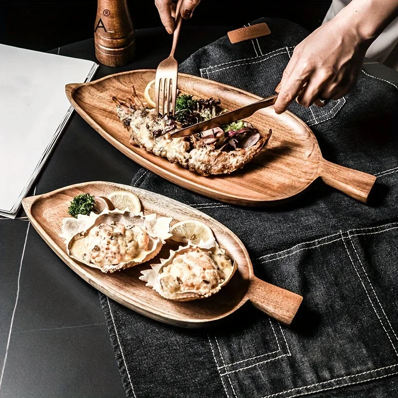 Wooden Leaf Shaped Tray
