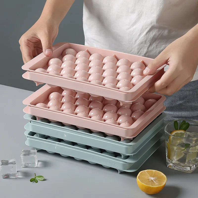 3D Round Ice Cube Tray with Lid