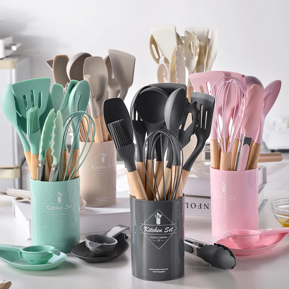 12PCS Silicone Kitchenware with holder