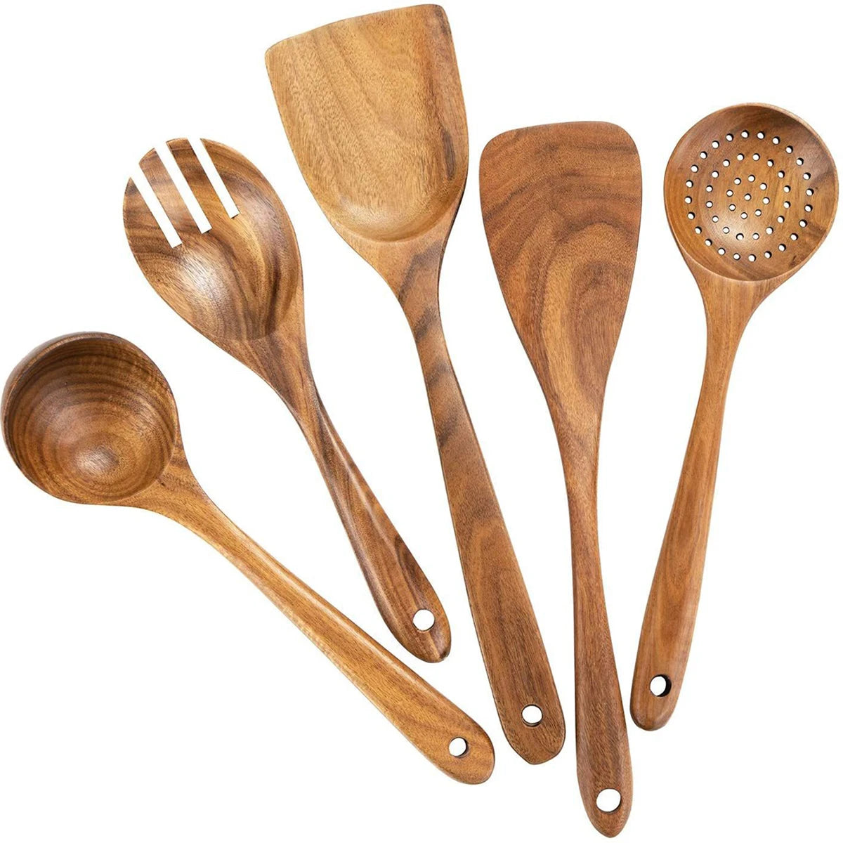 Beautiful Rustic Wood Kitchenware Cooking Set