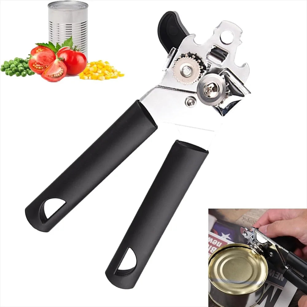 Can Opener Manual, Stainless Steel Handheld Can Opener, Comfortable Handle, Handheld Can Openers with Big Effort-Saving Knob