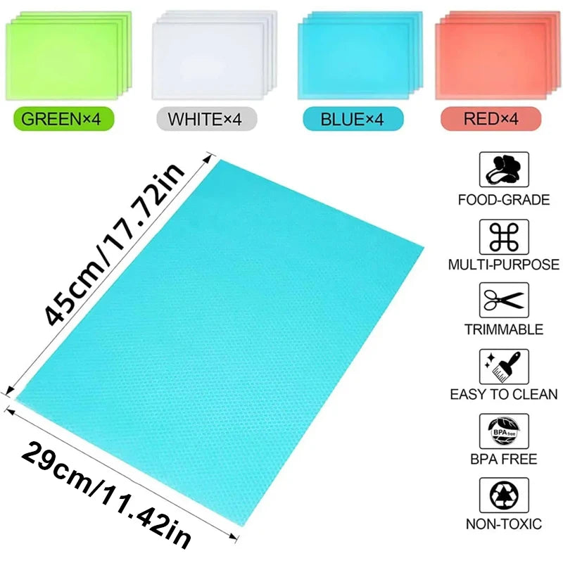 4PCS EVA Waterproof Refrigerator Liner Mat