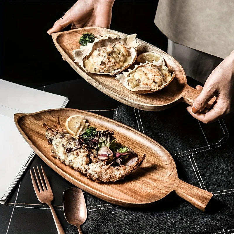 Wooden Leaf Shaped Tray