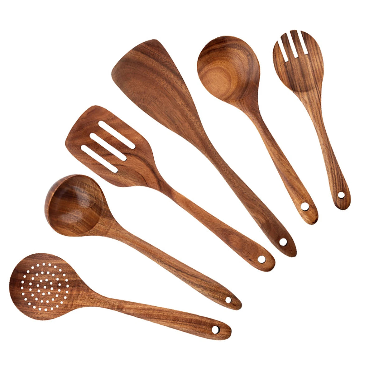Beautiful Rustic Wood Kitchenware Cooking Set