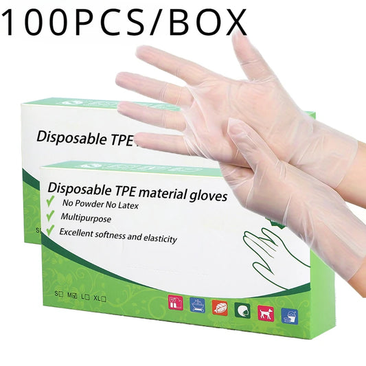 100 Disposable TPE Gloves, Powder Free and Latex Free