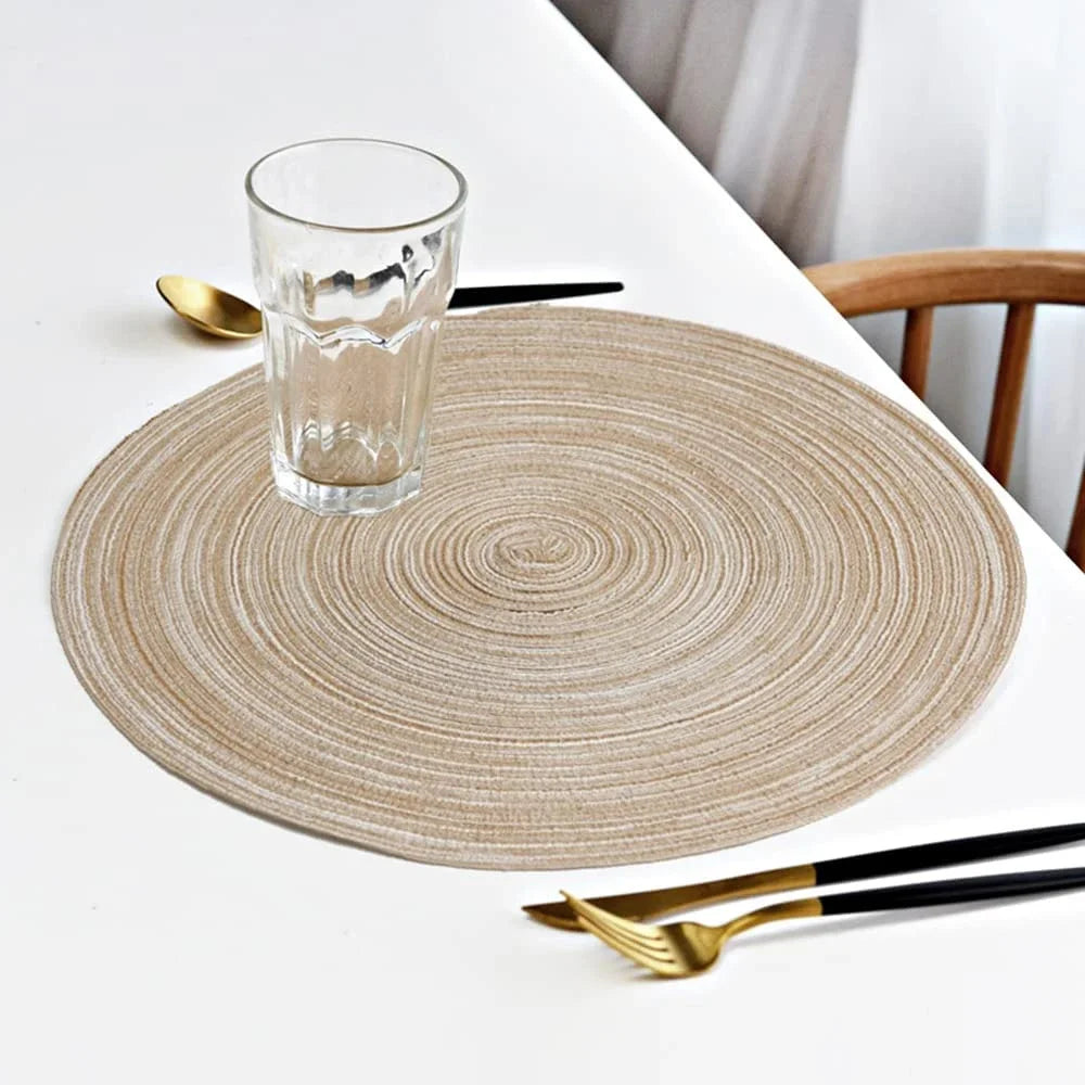 Set of 6 Round Braided Placemats and Coasters