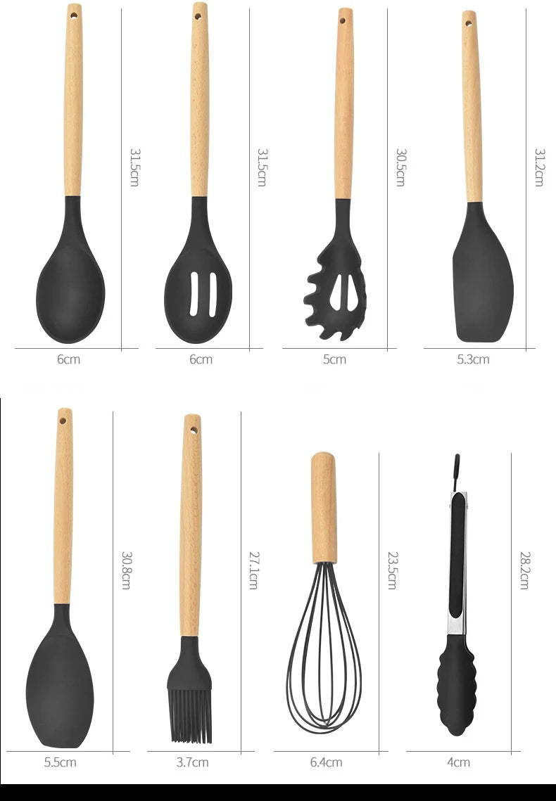 12PCS Silicone Kitchenware with holder