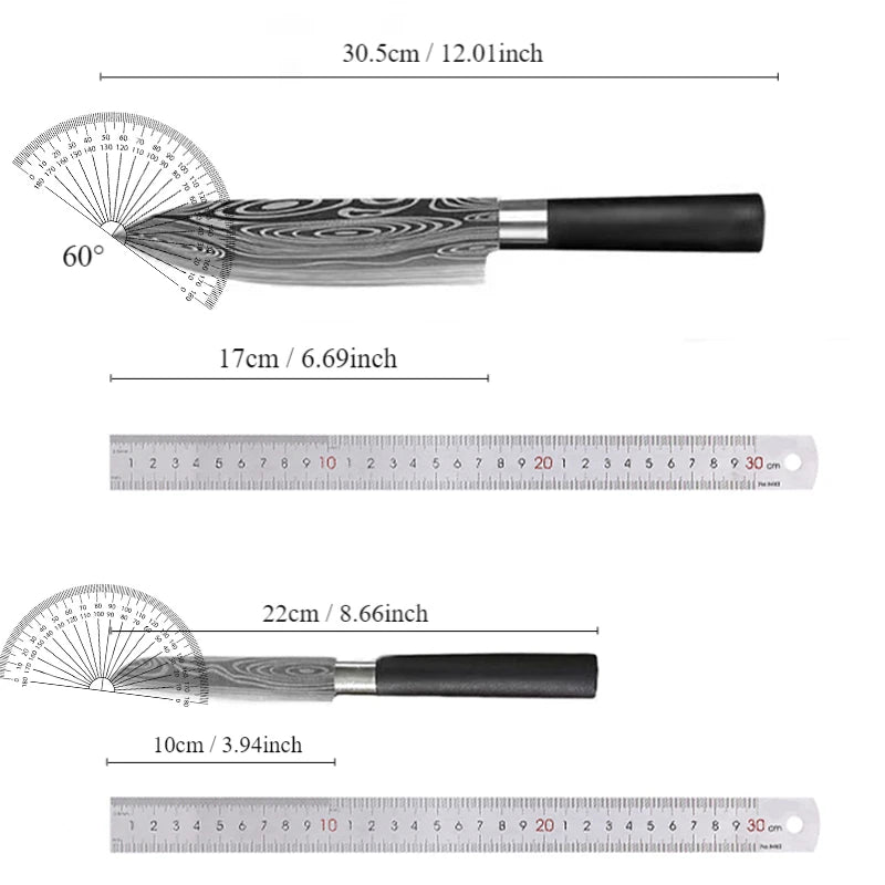 Laser Damascus Pattern Utility Kitchen Knives