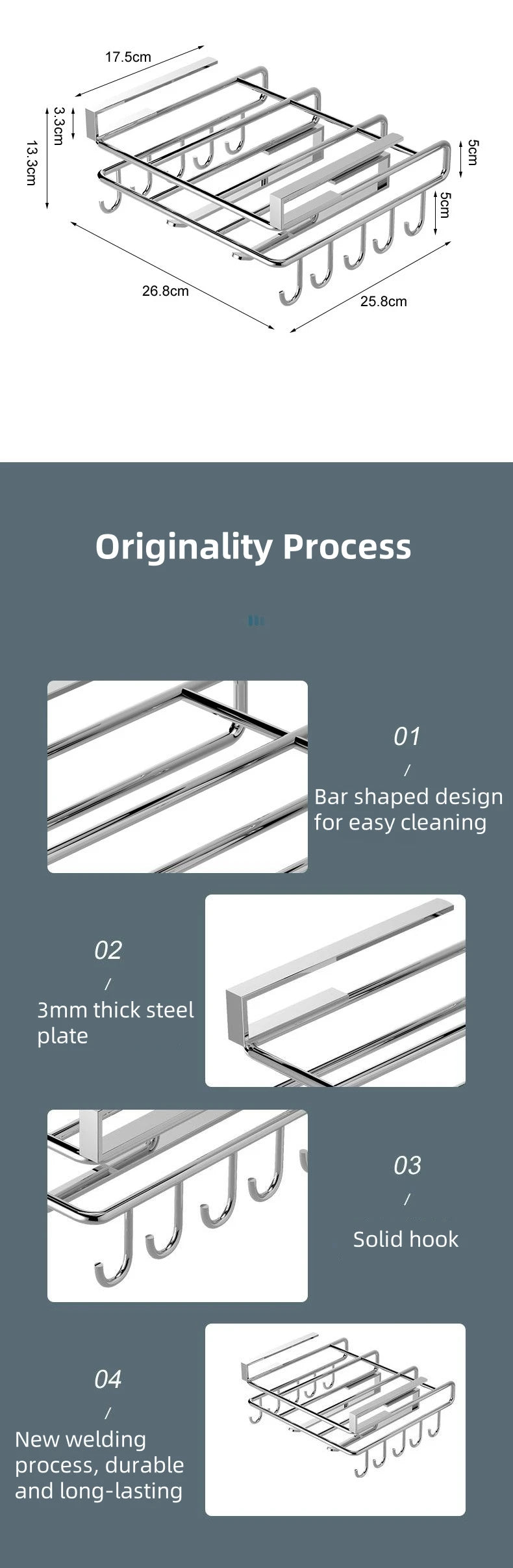 1PC Stainless Steel Hanging Kitchen Storage Rack