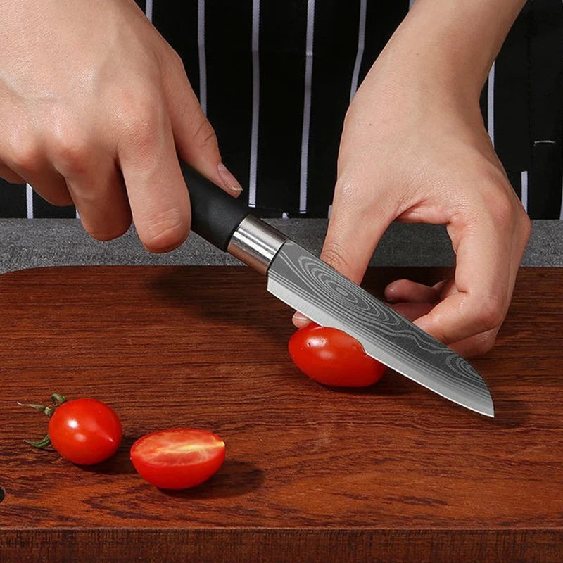 Laser Damascus Pattern Utility Kitchen Knives