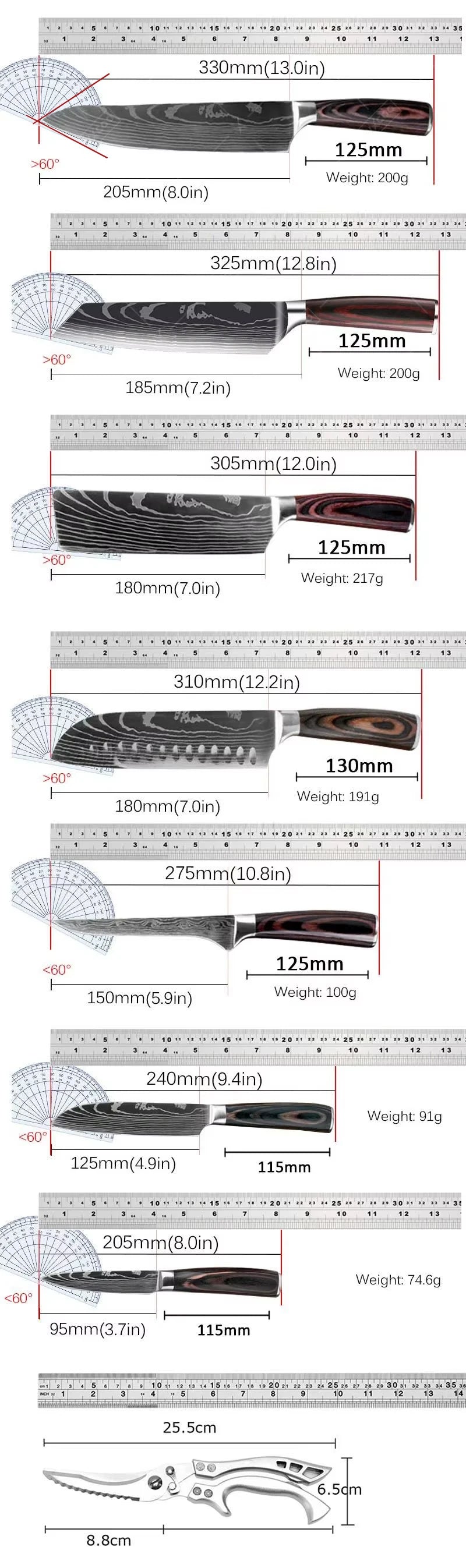 Japanese Kitchen Knives Set