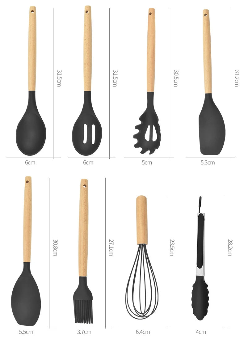 12PCS Silicone Kitchenware with holder
