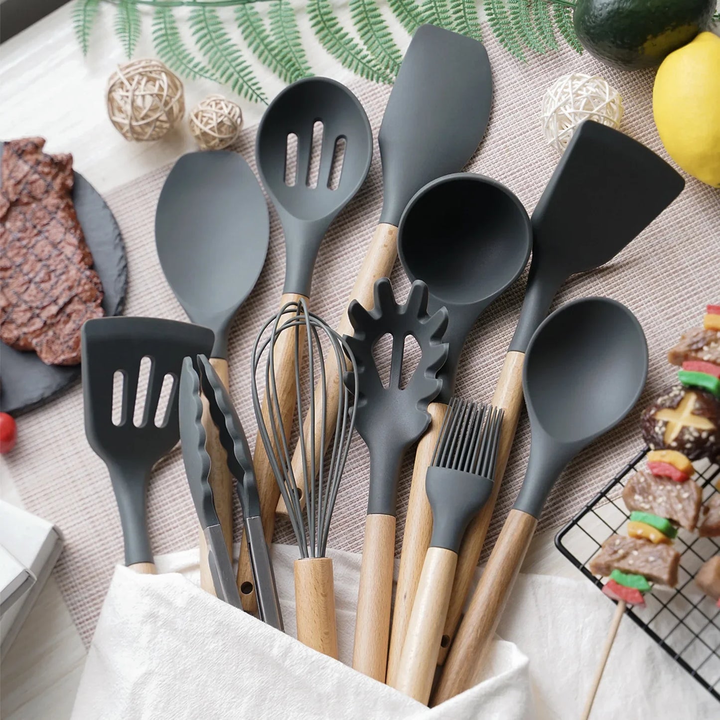 12PCS Silicone Kitchenware with holder