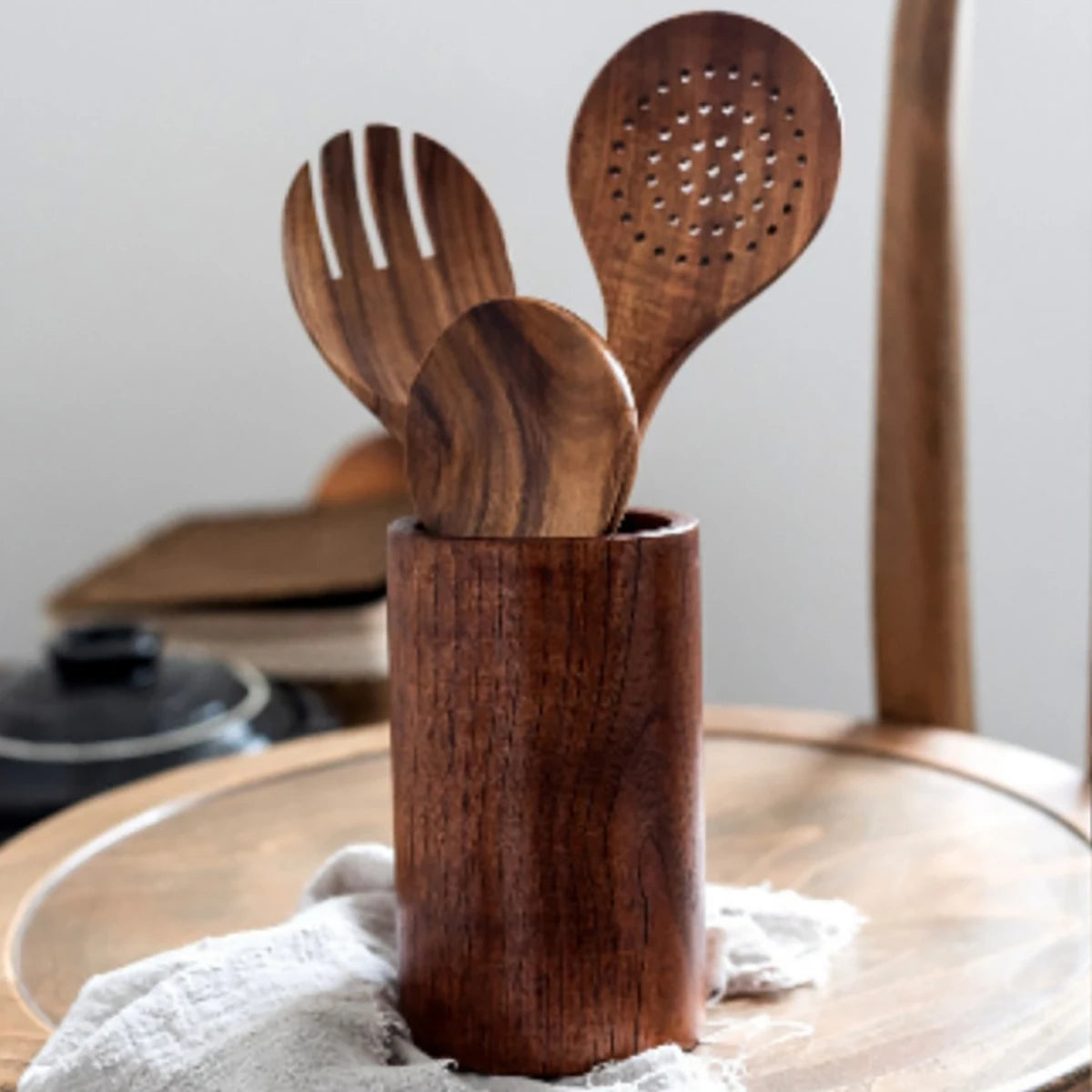 Beautiful Rustic Wood Kitchenware Cooking Set